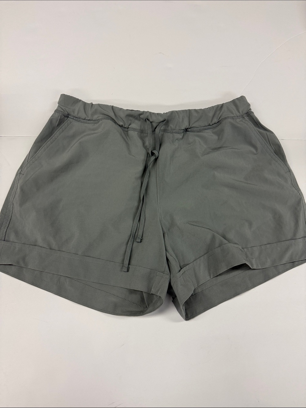 Athleta Olive Gray Drawstring Athletic Shorts